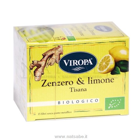 Viropa - Infuso di Zenzero e Limone da agricoltura biologica - 15 filtri | Tisane filtro |  Erboristeria Natsabe: vendita online | erbe officinali, tisane, integratori