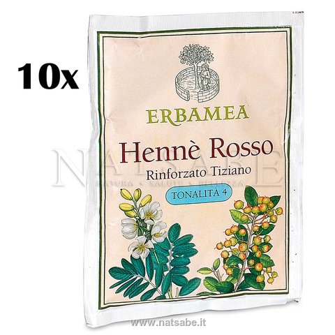 Erbamea - Henna Red Strong tone 4 - 10 x 100 g | Henna Powder for Hair | Erboristeria Natsabe: online selling