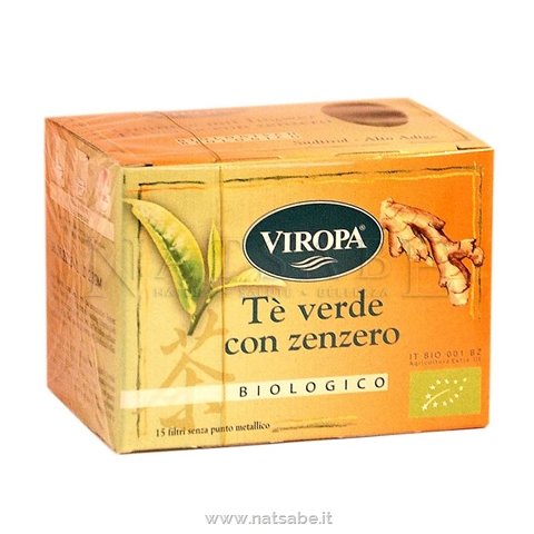 Viropa - Infuso Tè Verde con Zenzero da agricoltura biologica - 15 filtri | Tisane filtro |  Erboristeria Natsabe: vendita online | erbe officinali, tisane, integratori