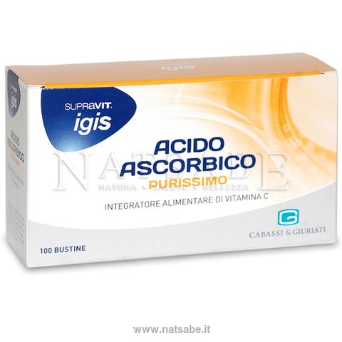 Supravit - Acido Ascorbico Purissimo - 100 bustine da 0.15 g | Vitamine e Sali minerali |  Erboristeria Natsabe: vendita online | erbe officinali, tisane, integratori