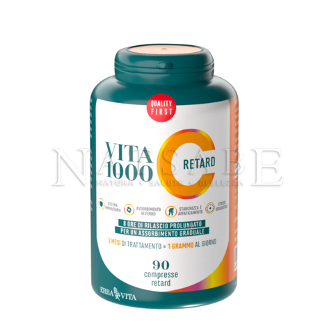 Erbavita - Vitamin C 1000 Retard - 90 tablets 1500 mg each | Vitamins and Minerals | Erboristeria Natsabe: online selling