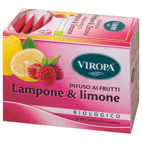 Viropa - Infuso ai Frutti - Lampone e Limone da agricoltura biologica - 15 filtri da 2.7 g | Tisane filtro |  Erboristeria Natsabe: vendita online | erbe officinali, tisane, integratori