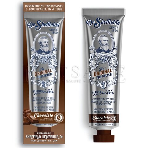 Dr.Sheffield's - Dentifricio Sbiancante senza fluoro al Cioccolato - 88 ml | Dentifrici |  Erboristeria Natsabe: vendita online | erbe officinali, tisane, integratori