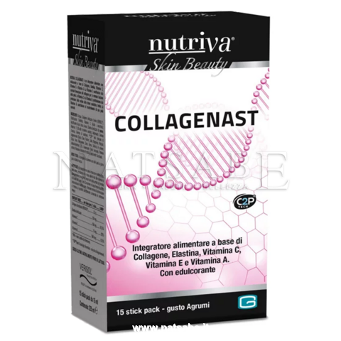 Giuriati Group - Nutriva - Collagenast - integratore di Collagene - 15 bustine da 15 ml | Pelle e capelli |  Erboristeria Natsabe: vendita online | erbe officinali, tisane, integratori