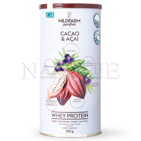 Wildfarm superfood - Whey Protein - cacao e acai - 510 g | Energetici e tonici |  Erboristeria Natsabe: vendita online | erbe officinali, tisane, integratori