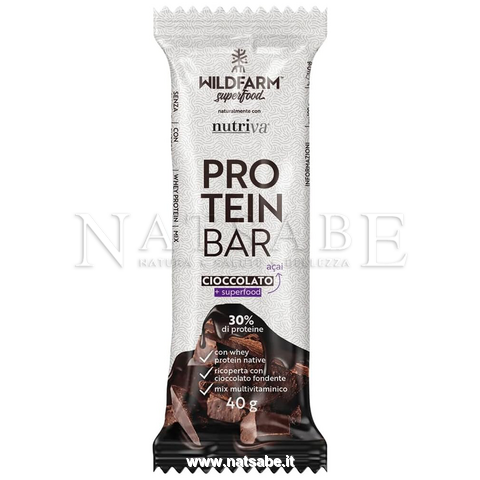 Wildfarm superfood - Protein Bar al cioccolato - 40 g | Rimedi naturali |  Erboristeria Natsabe: vendita online | erbe officinali, tisane, integratori